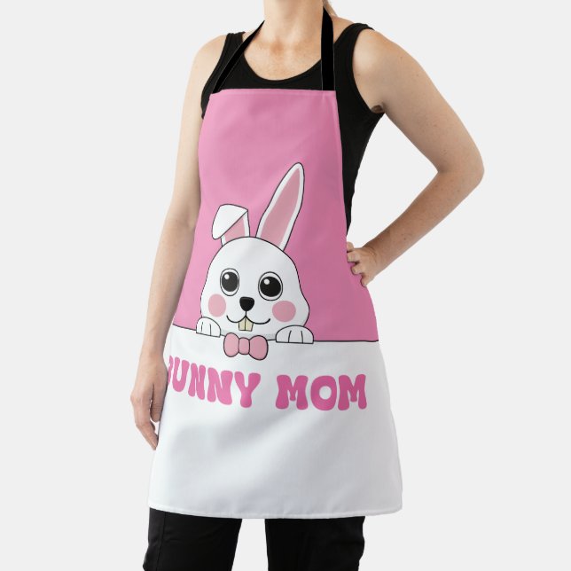 Cute Bunny Mum Pink Apron (Insitu)