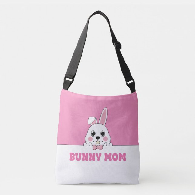 Cute Bunny Mum Pink Crossbody Bag (Front)