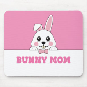 Cute Bunny Mum Pink Mouse Pad