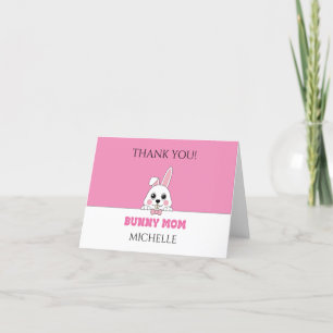 Cute Bunny Mum Pink Personalised Thank You Card