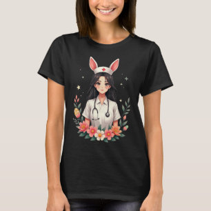 Cute Bunny Nurse Anime Girl Easter Medical Istant  T-Shirt
