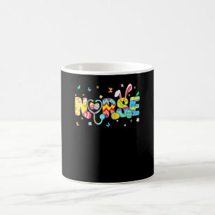 Cute Bunny Nurse Eggs Hunting Happy Easter Day Coffee Mug