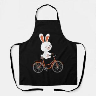 Cute Bunny On Bike Rabbit Cycling Bicycle Bunny Apron