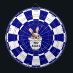Cute Bunny on Navy Blue and White Dart Board<br><div class="desc">Cute bunny on navy blue and white Dart Board.</div>