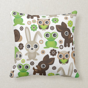 Cute bunny owl deer frog turtle pattern cushion