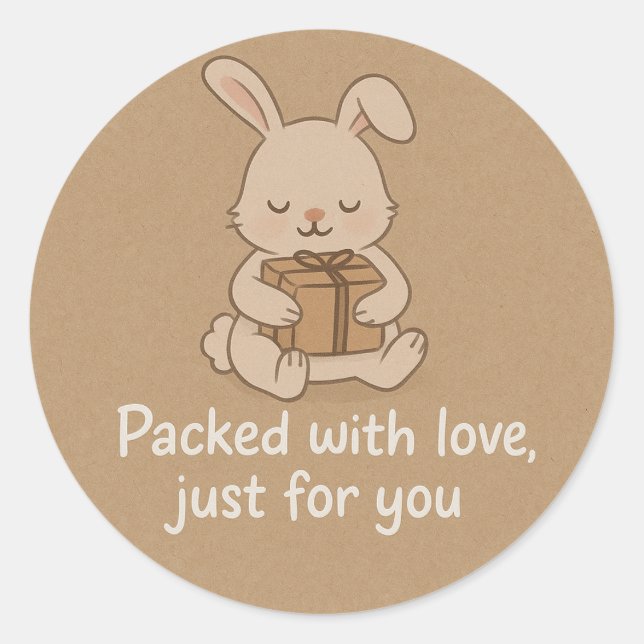 Cute Bunny Packed with Love Sticker (Front)