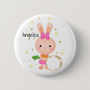 Cute, Bunny, paddle, birthday, greeting, invitati 6 Cm Round Badge