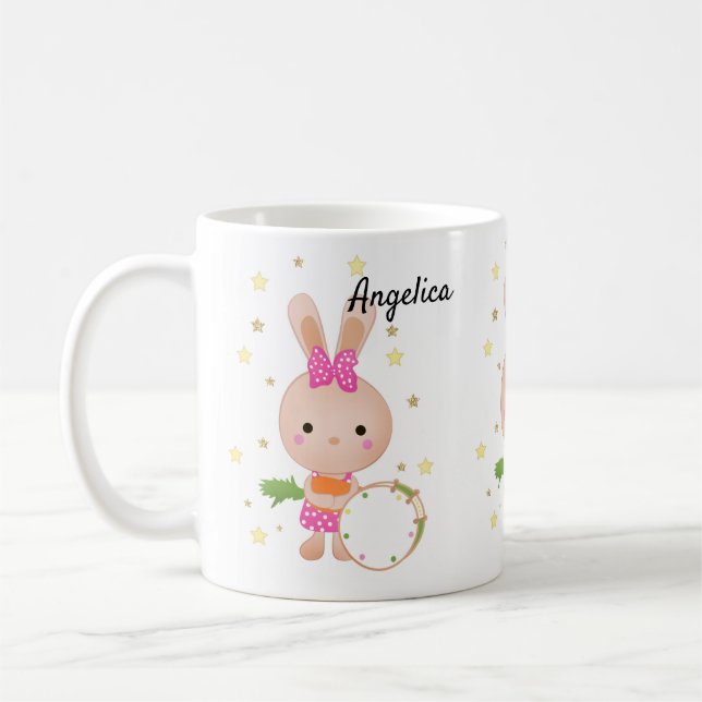 Cute, Bunny, paddle, birthday, greeting, invitati Coffee Mug (Left)