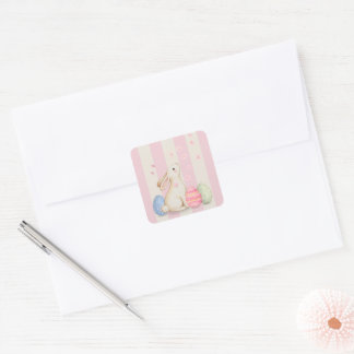 Cute Bunny Pastel Easter Square Sticker