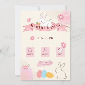Cute Bunny Pastel Template Baby Shower