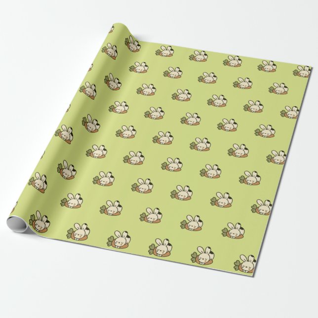 Cute Bunny Pattern Wrapping Paper (Unrolled)