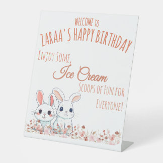 Cute Bunny Pedestal Sign
