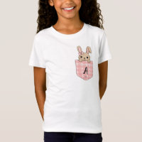 Cute Bunny Peeking from Pocket with initial