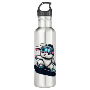 Cute Bunny Performing Snowboarding Trick Kids East 710 Ml Water Bottle
