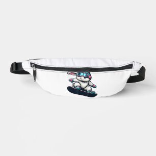Cute Bunny Performing Snowboarding Trick Kids East Bum Bags