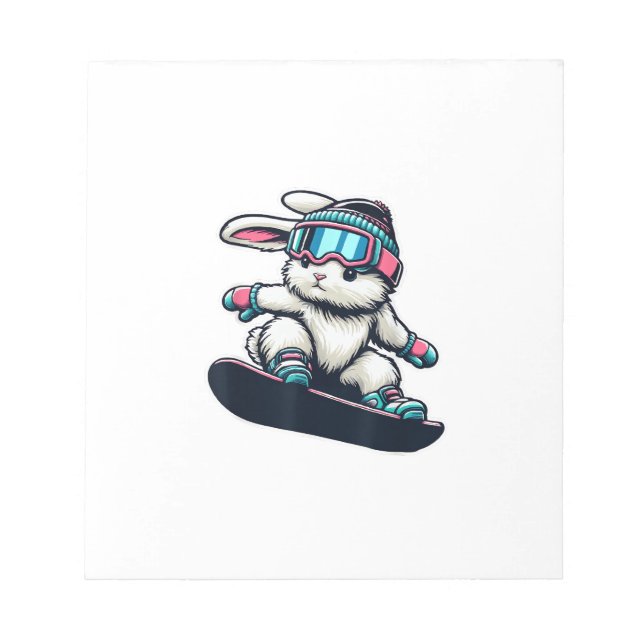 Cute Bunny Performing Snowboarding Trick Kids East Notepad (Front)