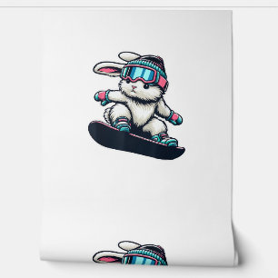Cute Bunny Performing Snowboarding Trick Kids East Wallpaper