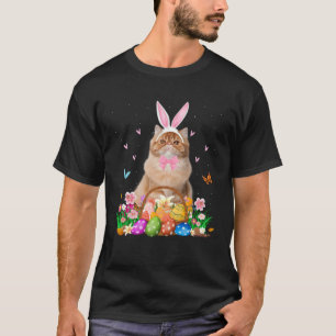 Cute Bunny Persian Cat & Easter Egg Basket Easter T-Shirt