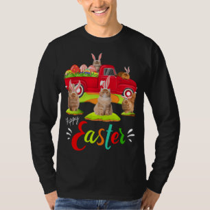 Cute Bunny Persian Cats Riding Red Truck Happy Eas T-Shirt