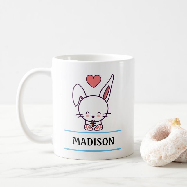 Cute Bunny Personalised Coffee Mug (With Donut)