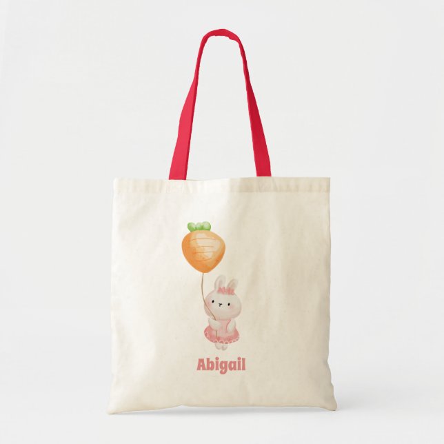 Cute Bunny - Personalised Easter Egg Hunt Tote Bag (Front)