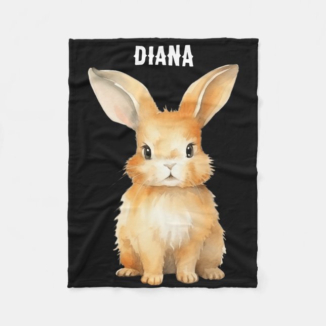 Cute Bunny Personalised Fleece Blanket (Front)