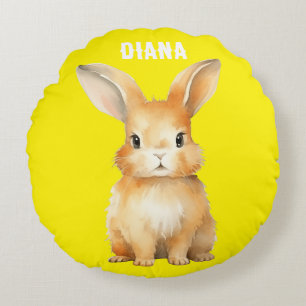 Cute Bunny Personalised Round Cushion