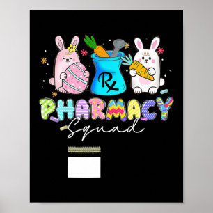 Cute Bunny Pharmacist Pharmacy Squad Happy Easter Poster