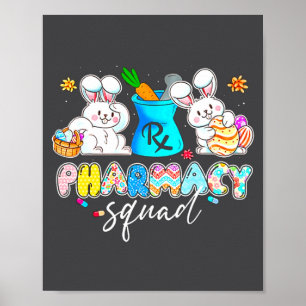 Cute Bunny Pharmacist Pharmacy Squad Happy Poster