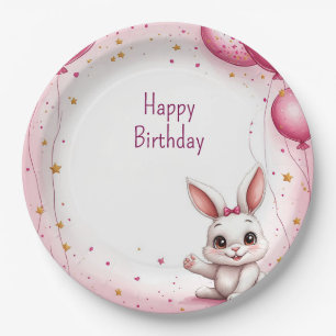 Cute Bunny Pink Baby 🐰 Paper Plate