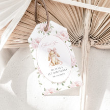 Cute Bunny, Pink Bow, Pink Flowers, First Birthday