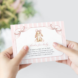 Cute Bunny, Pink Bow, Pink Stripes, Books For Baby Enclosure Card