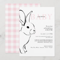 Cute Bunny Pink Gingham Baby Girl Shower II