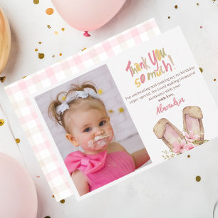 Cute Bunny Pink Girl Thank You Birthday