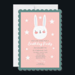 Cute Bunny Pink Green Purple Stars Birthday Invitation<br><div class="desc">Cute Bunny  Pink Green Birthday Party</div>