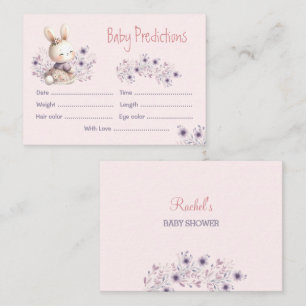 Cute Bunny Pink Purple Girl Baby Shower Game Enclosure Card