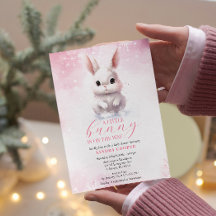 Cute Bunny Pink Winter Custom Baby Shower