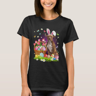 Cute Bunny Pitbull Dog Easter Eggs Basket Easter D T-Shirt