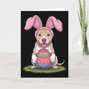 Cute Bunny Pitbull Dog Easter Hug Eggs Happy Easte Card