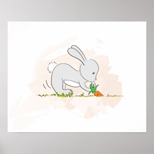 Cute Bunny poster (pulling carrot) (Front)