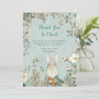Cute Bunny Powder Blue First Birthday Thank You