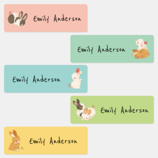 Cute Bunny Rabbit Animals School Daycare Labels