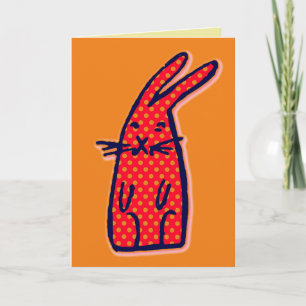 CUTE BUNNY RABBIT ART BIRTHDAY CARD