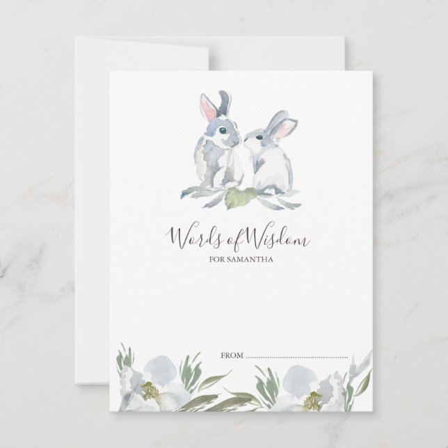 Cute Bunny Rabbit Baby Shower Advice Cards (Front)