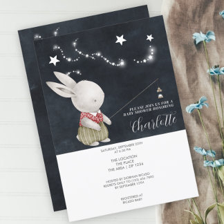 Cute Bunny Rabbit Baby Shower Invitation