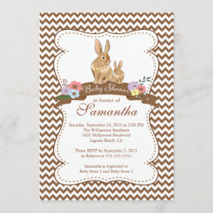 Cute Bunny Rabbit Baby Shower Invitations