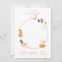 Cute Bunny Rabbit Birthday Baby Shower Invitation