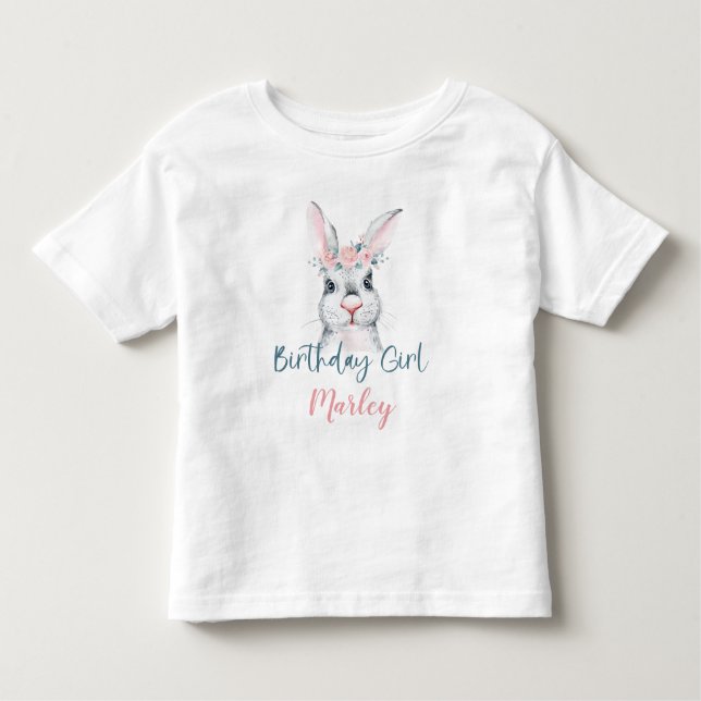 Cute Bunny Rabbit Birthday girl Toddler T-Shirt (Front)