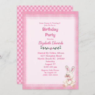 Cute Bunny Rabbit Birthday Party Invitation