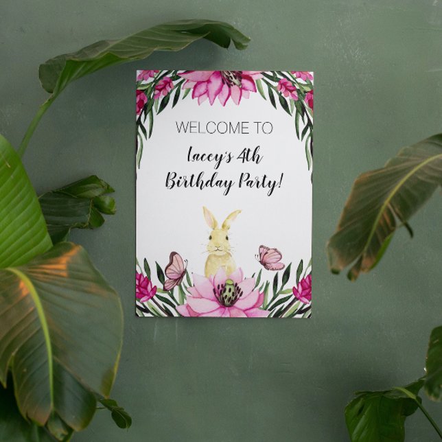 Cute Bunny Rabbit Birthday Party Sign (Creator Uploaded)